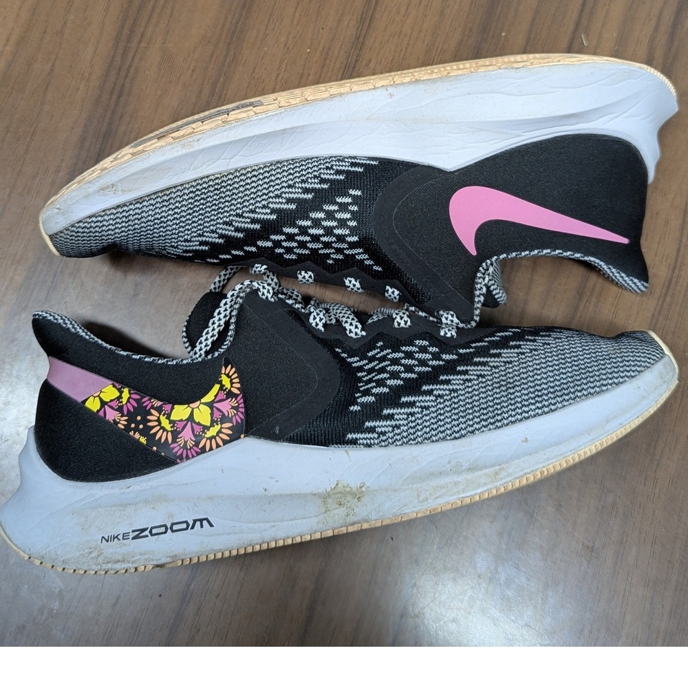 Nike Zoom Winflo 6 Womens Running Shoes Black Pink Floral AQ7497-006 Size 8.5